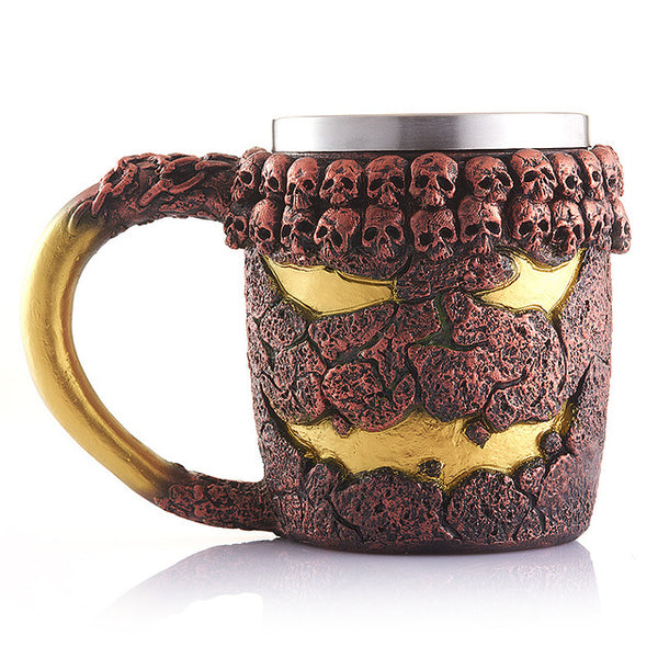 3D Stainless Steel Liner Drinking Skull Mug